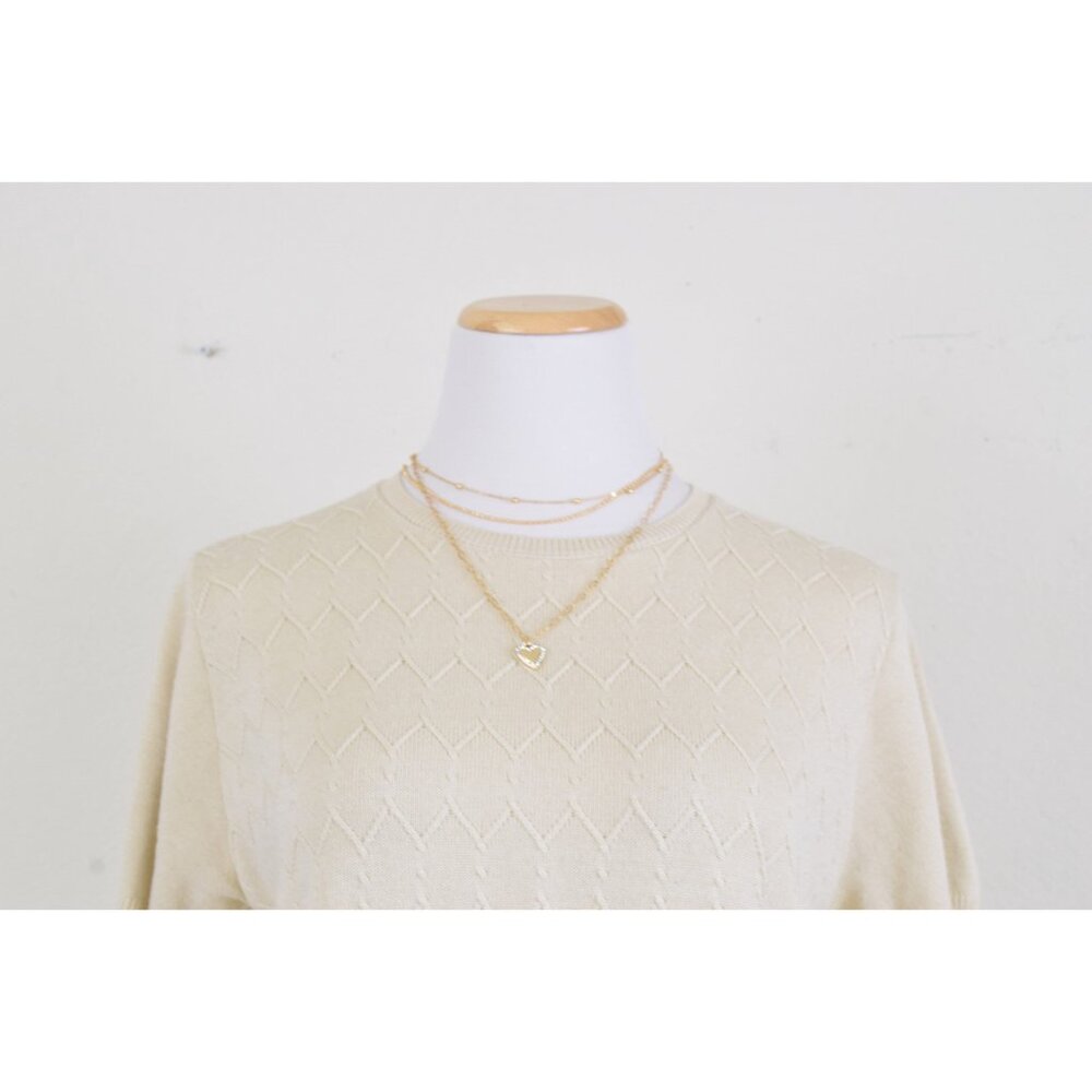 Vintage 80s Beige Knit Pullover Top | size PXL - Picture 7 of 10